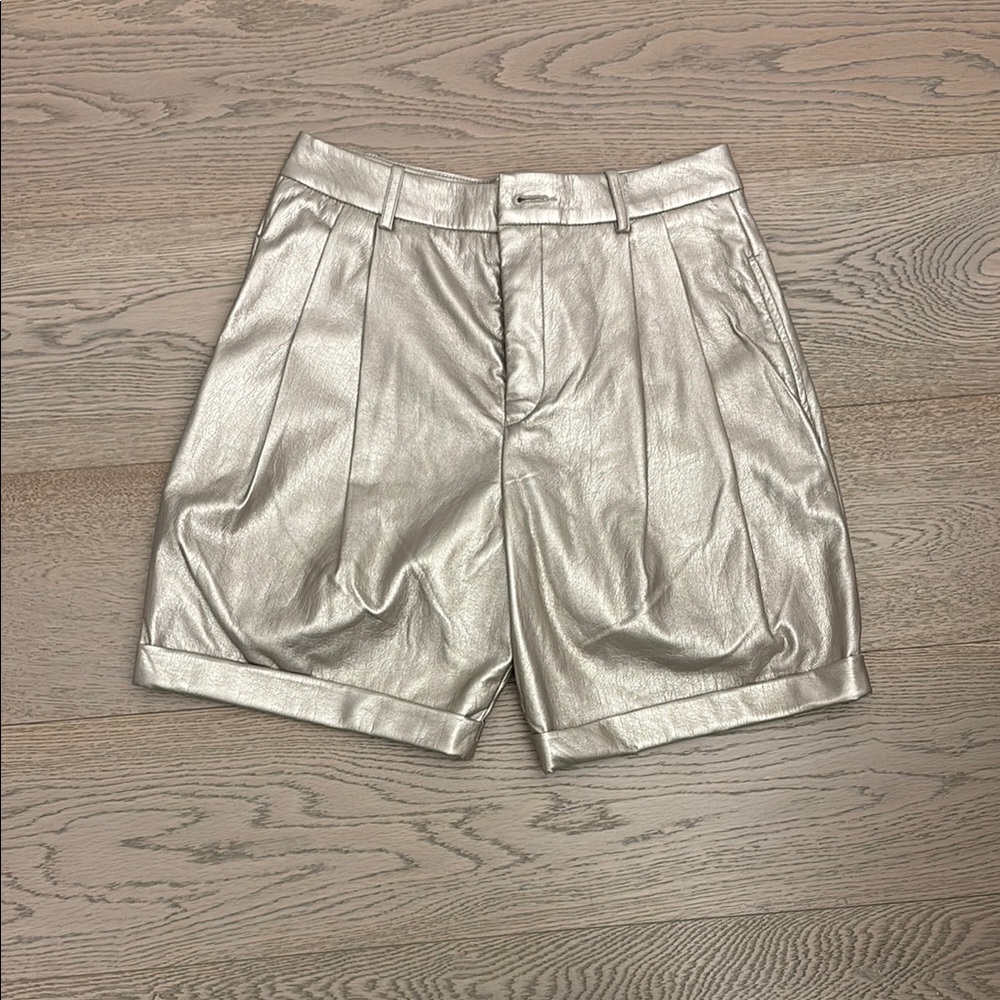 Velvet by Graham & Spencer Gold Bermuda Shorts with Tailored Pleats